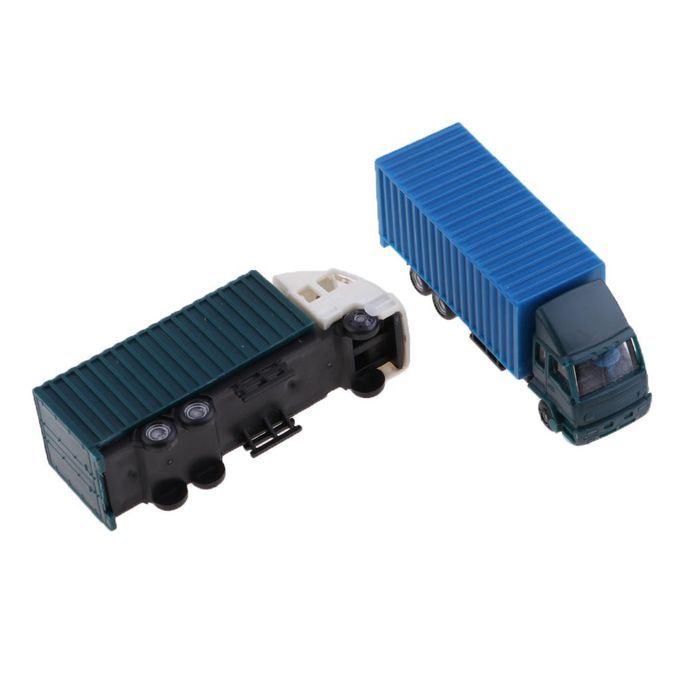 2pc 1/100 Scale Vehicle Cars Model Toy Truck Container Freight Car