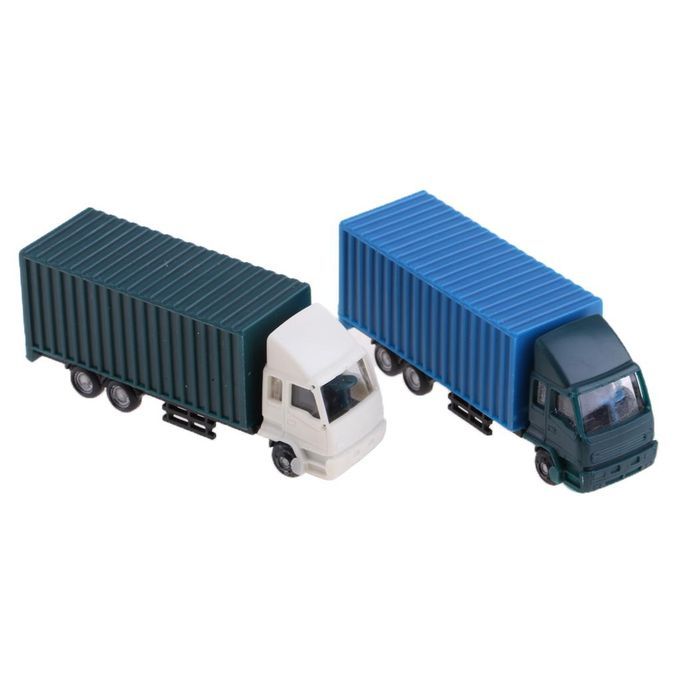 2pc 1/100 Scale Vehicle Cars Model Toy Truck Container Freight Car