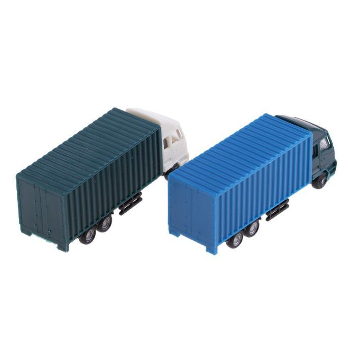 2pc 1/100 Scale Vehicle Cars Model Toy Truck Container Freight Car