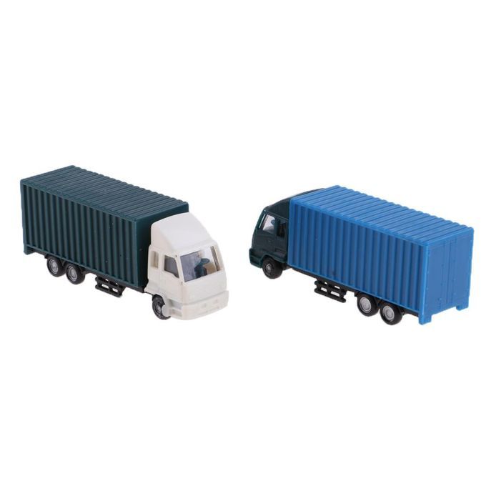 2pc 1/100 Scale Vehicle Cars Model Toy Truck Container Freight Car