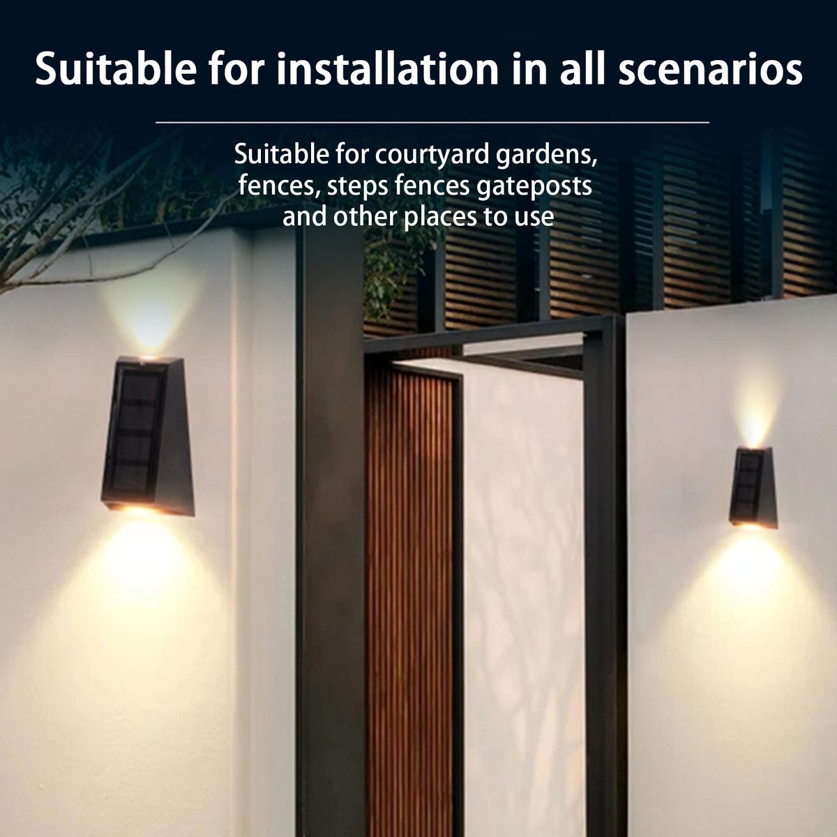 2Pcs Landscape Lights Solar-Powered Lamps Landscape Up Down Lights Warm White