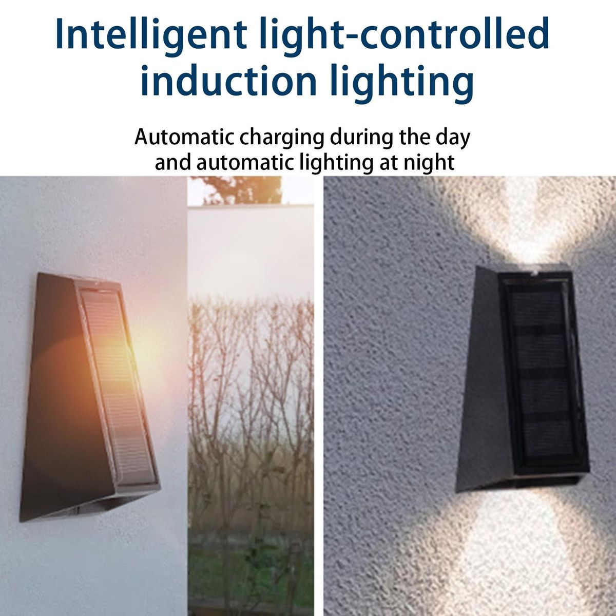 2Pcs Landscape Lights Solar-Powered Lamps Landscape Up Down Lights Warm White