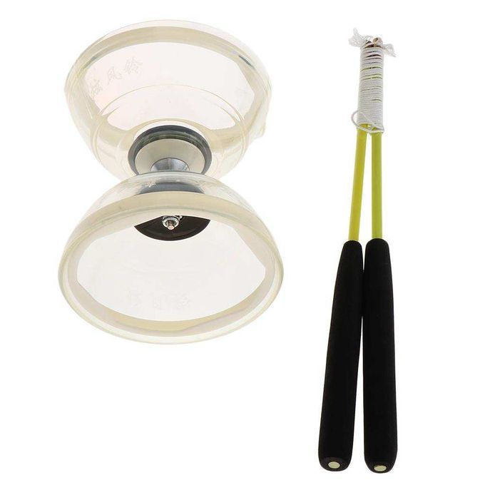 1pc 3 Bearing Diabolo Juggling Spinning Sticks String Kid's Gift White