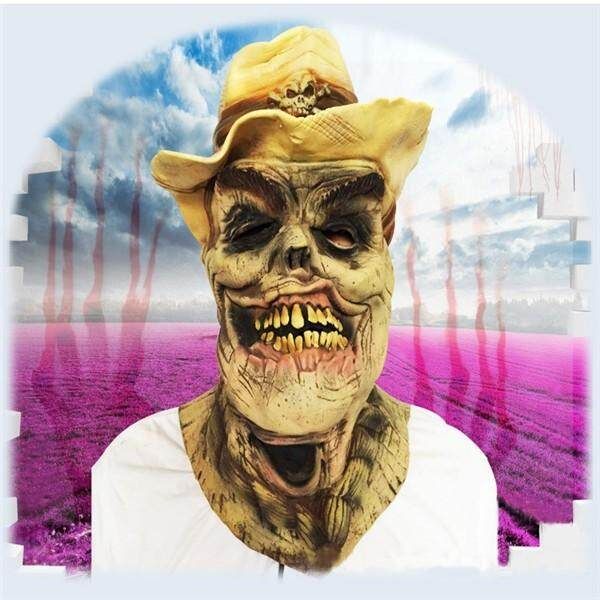 Pumpkin Face Blue Face Black Hat Face Halloween Show Latex Full Head Show Party Scary Delivery Plus Thick Foam Packaging Skull, Face, Head And Hat