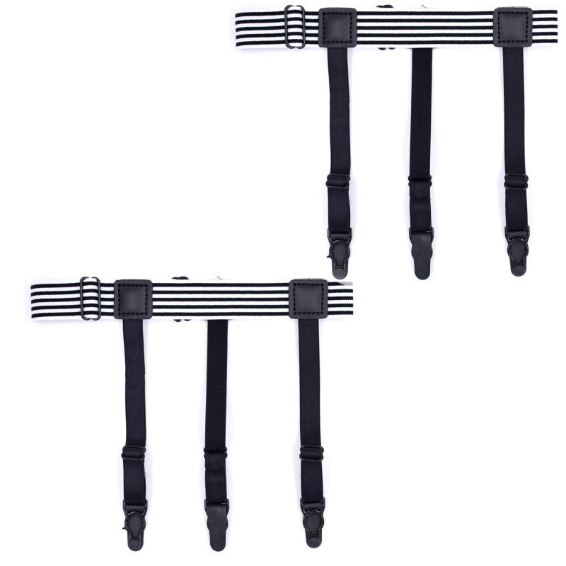 Mens Elastic Shirt Stays Garters Leg Suspenders Shirt Holder Ss Non-slip