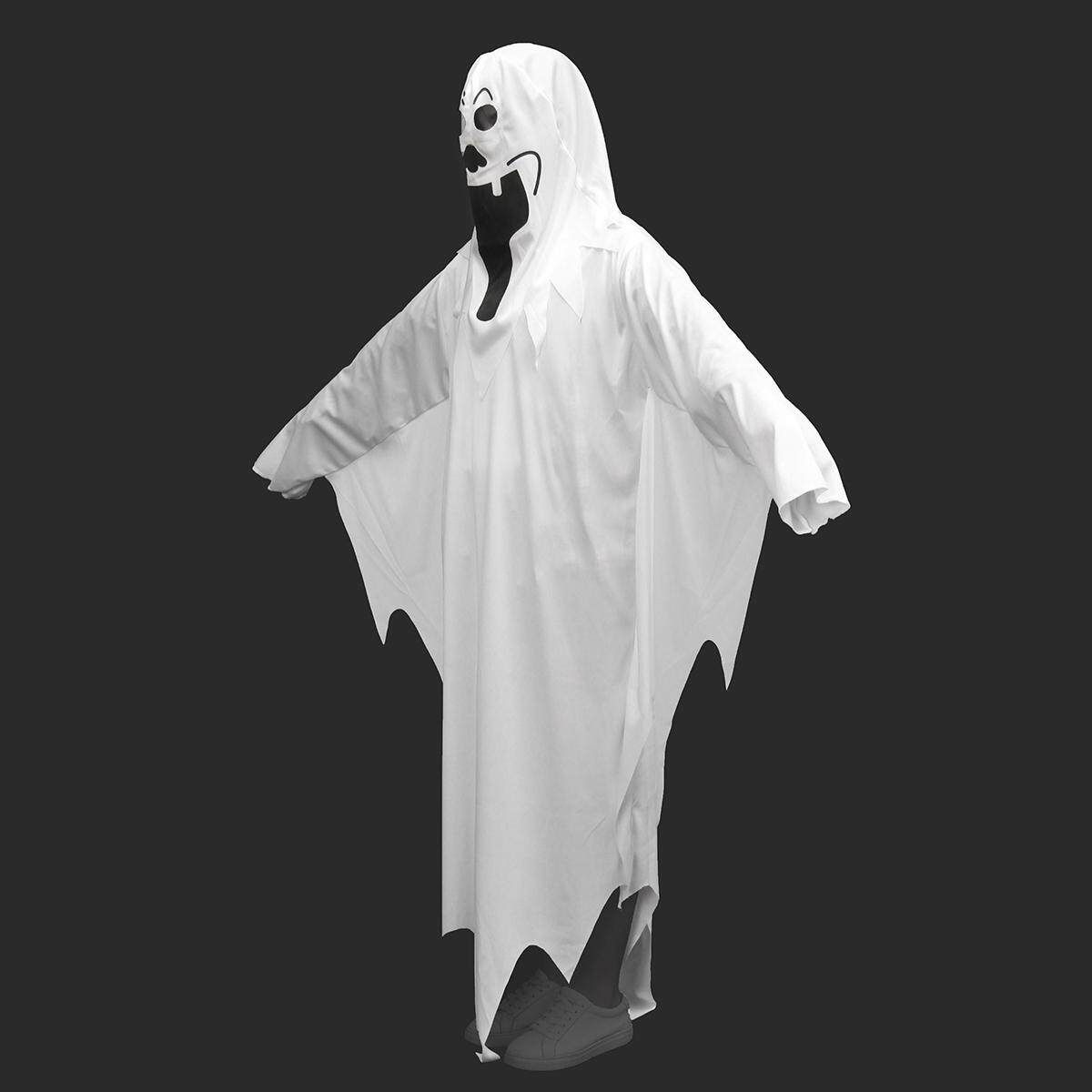 Adult Chirlden White Goule Costume Hoodd Robe Halloween Fancy Family Dress Children