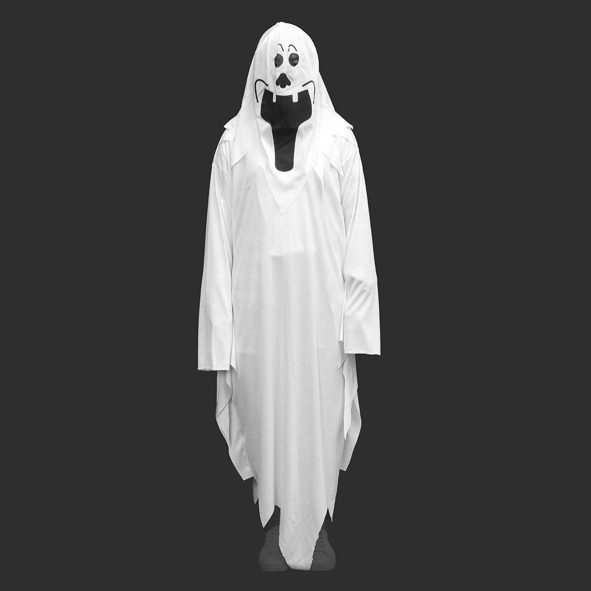 Adult Chirlden White Goule Costume Hoodd Robe Halloween Fancy Family Dress Children