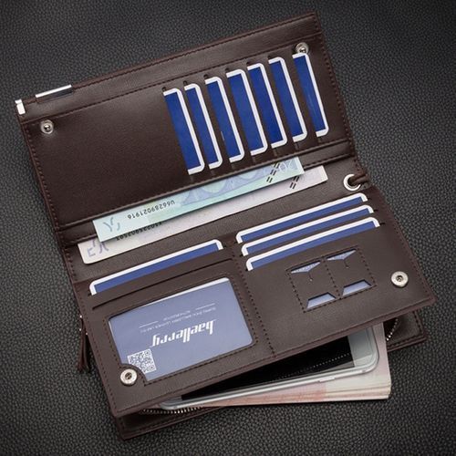 Men's Pu Long Leather Wallet-Coffee