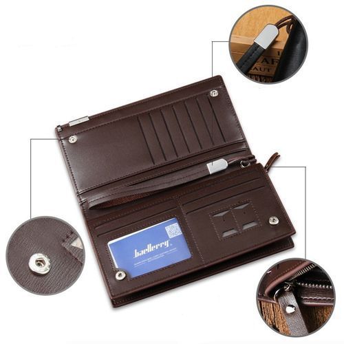 Men's Pu Long Leather Wallet-Coffee