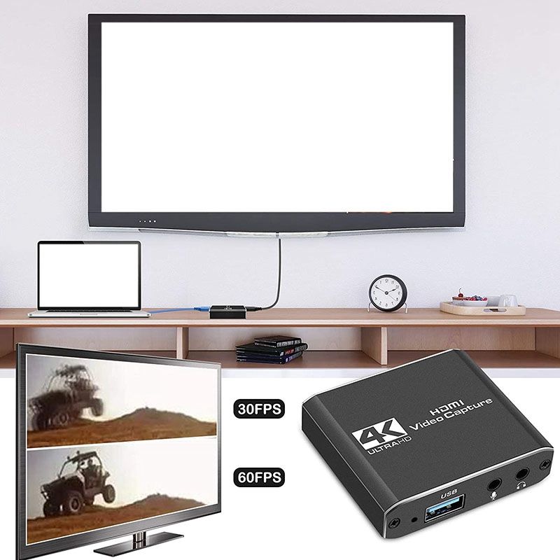 Audio Video Capture Card With Microphone 4K HDMI Loop-Out,1080P 60Fps Video Recorder For Switch/PS5/ One/PC/Video