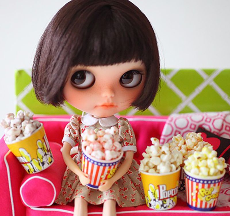 2pcs Dollhouse Miniature Food Popcorn Pretend Puffed Rice