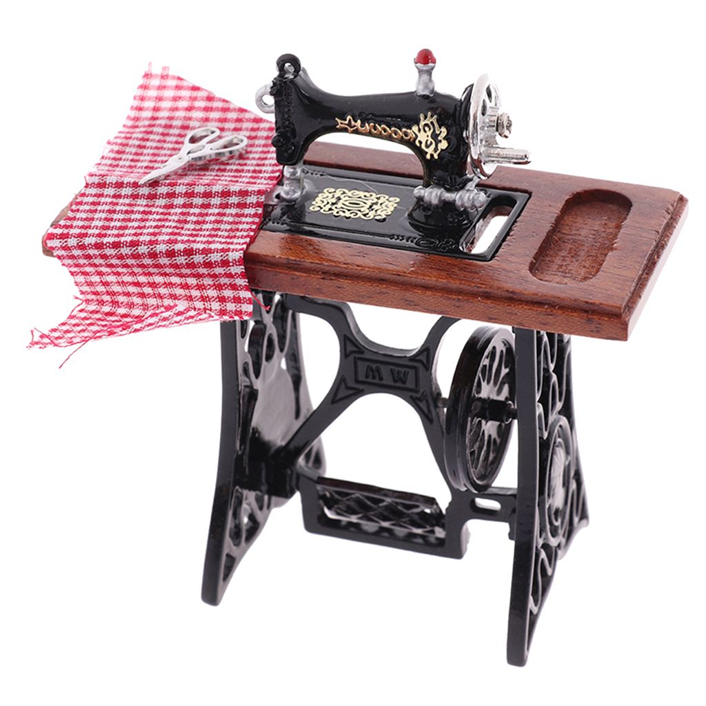 112 Dollhouse Miniature Sewing Machine Wooden Furniture Set