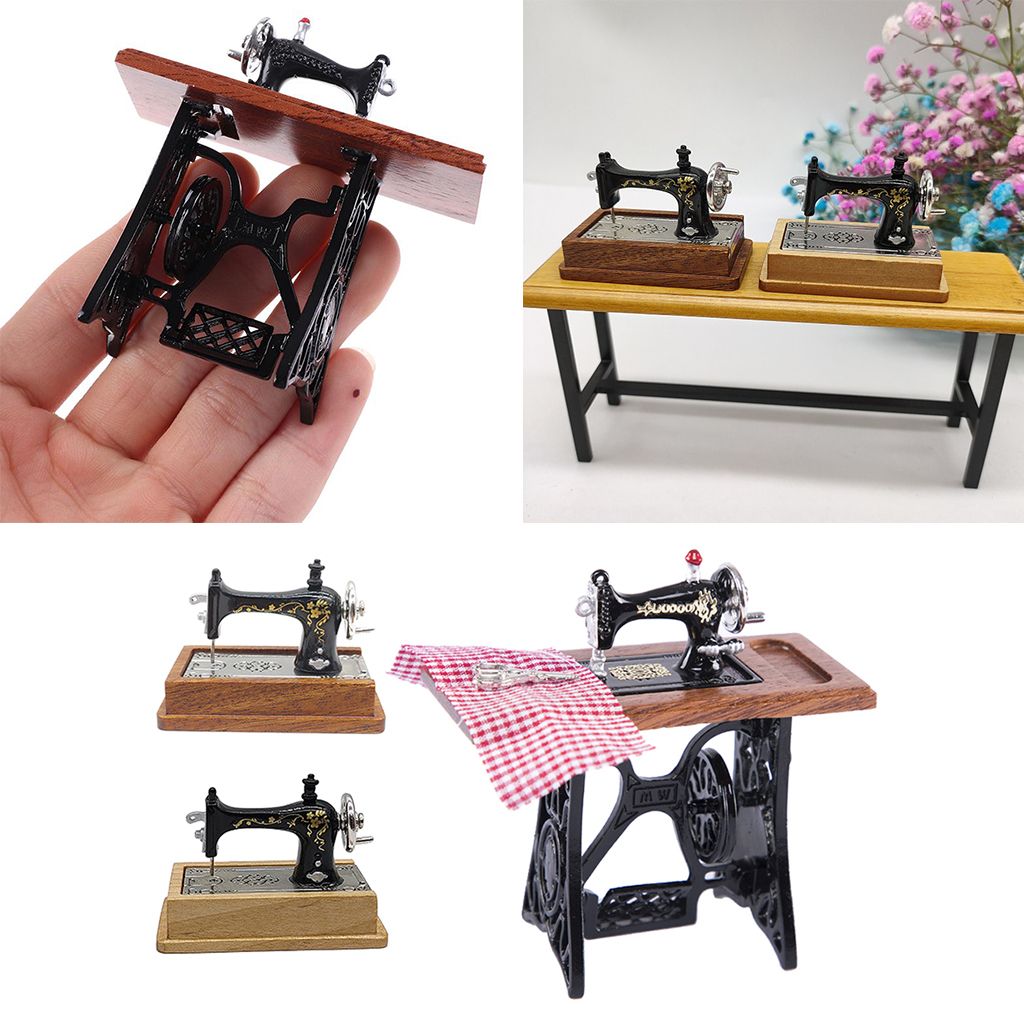112 Dollhouse Miniature Sewing Machine Wooden Furniture Set