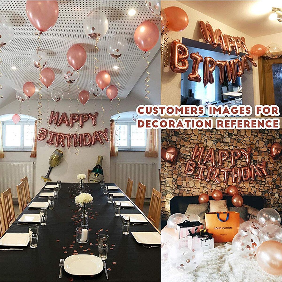 14/40/46pcs Set Rose Gold Confetti Mix Latex Balloon Aluminum Film/Foil Christmas Xmas Birthday Wedding Party Carnival Decor 14PCS