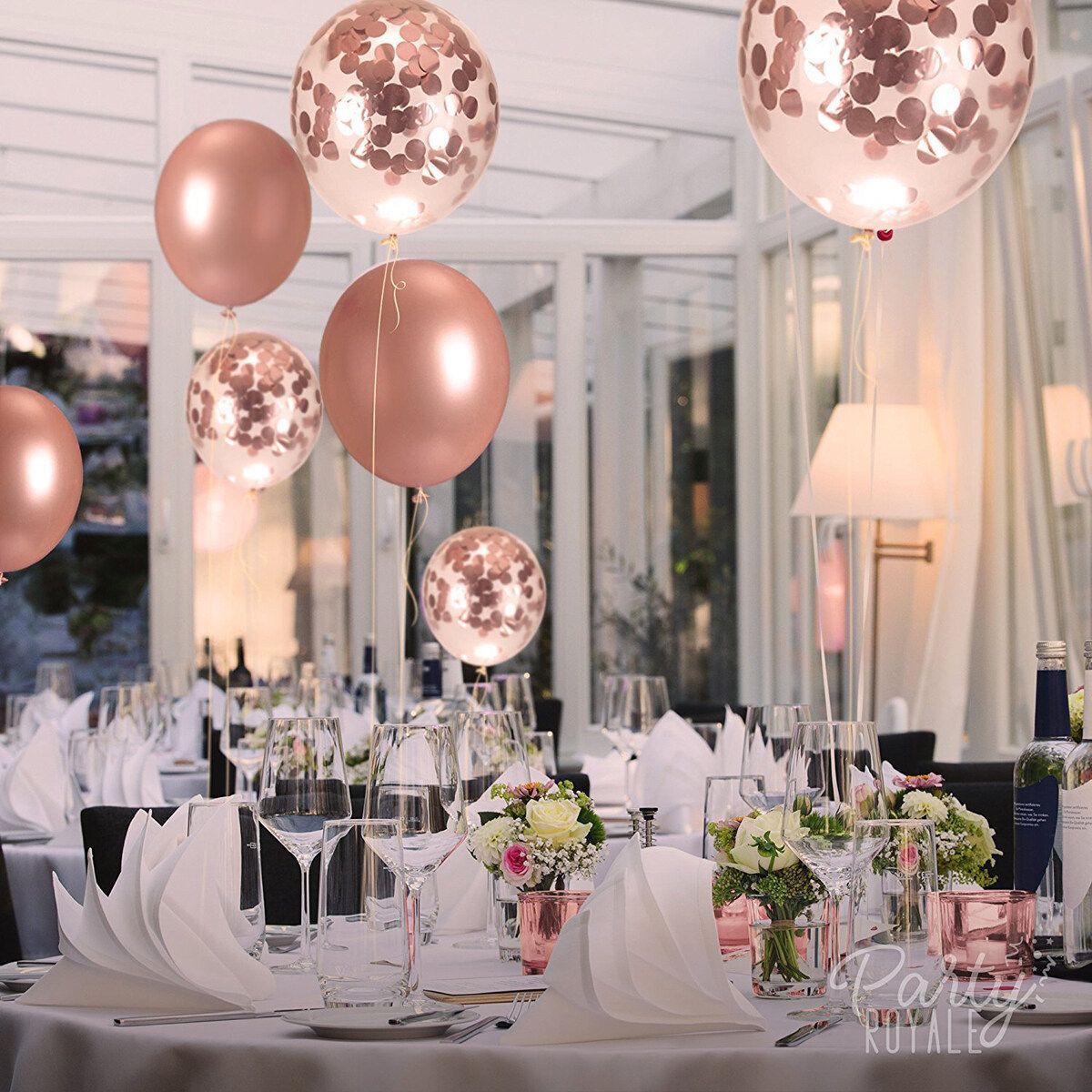14/40/46pcs Set Rose Gold Confetti Mix Latex Balloon Aluminum Film/Foil Christmas Xmas Birthday Wedding Party Carnival Decor 14PCS
