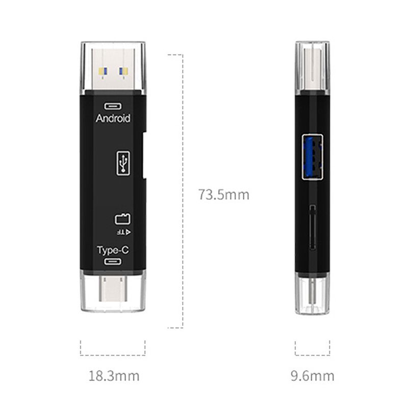 5-In-1 Card Reader Micro/USB/Type-C/TF OTG For