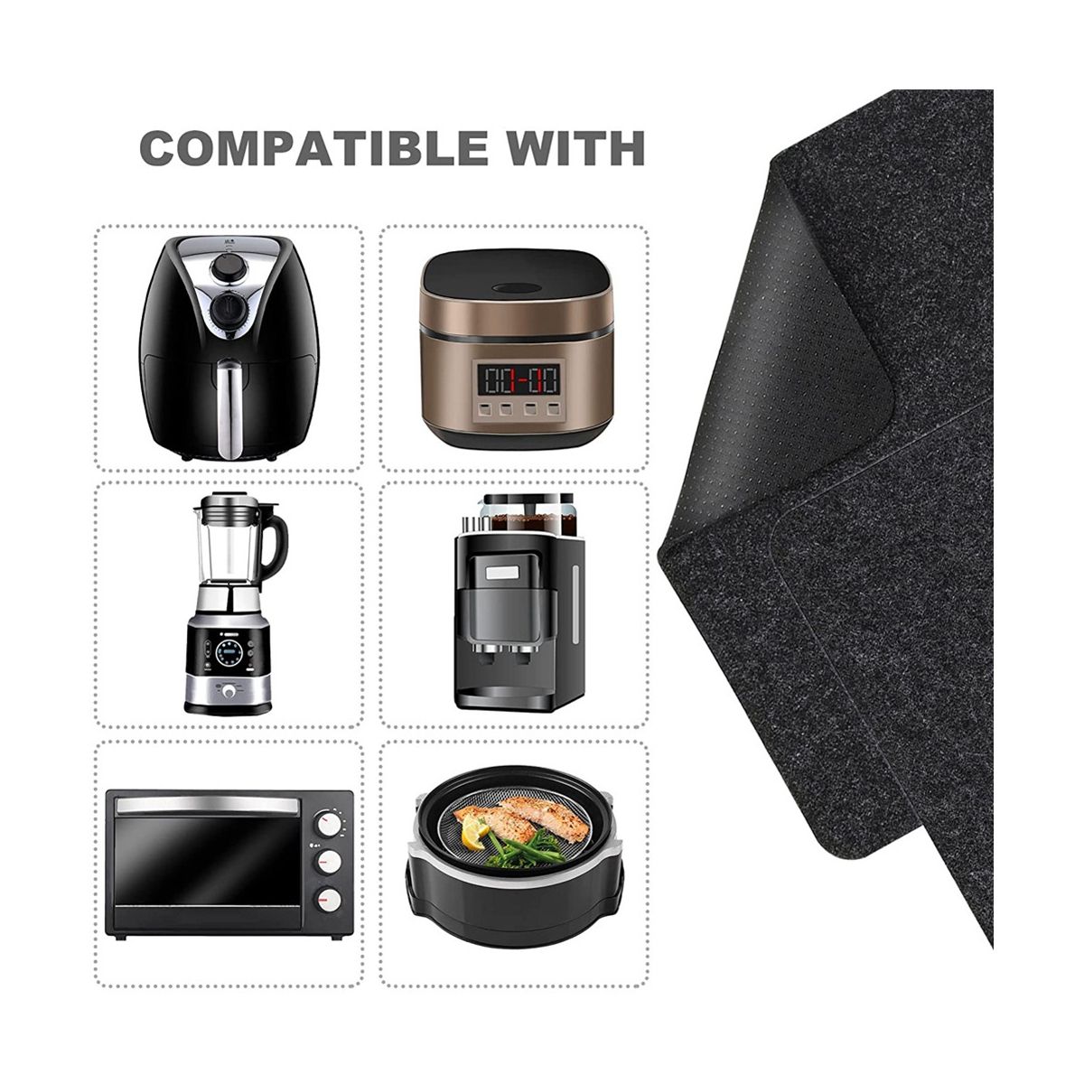 4PCS Felt Pad AirFryer Heat Resistant Pad Washable Kitchen