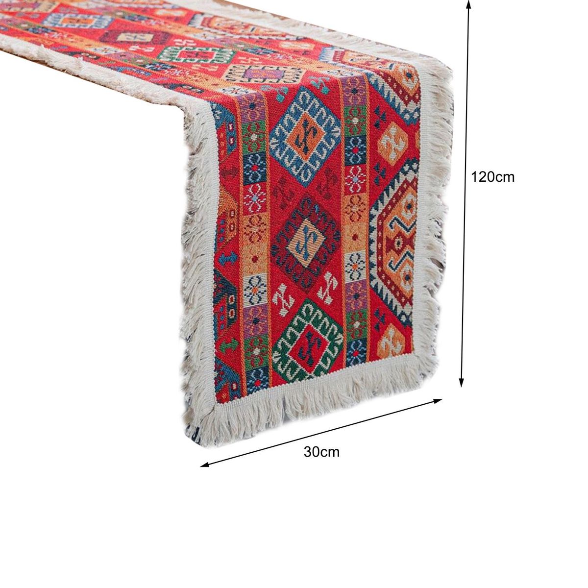 Table Runner Cloth American Style Jacquard Tassel Table Cover Cloth Red