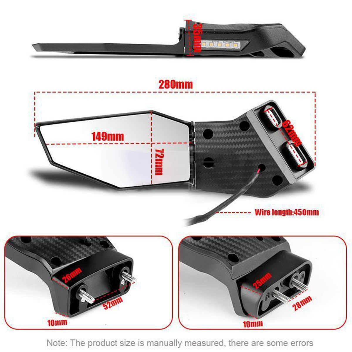 Motorcycle Rearview Side Mirror for NINJA ZX6R ZX10R