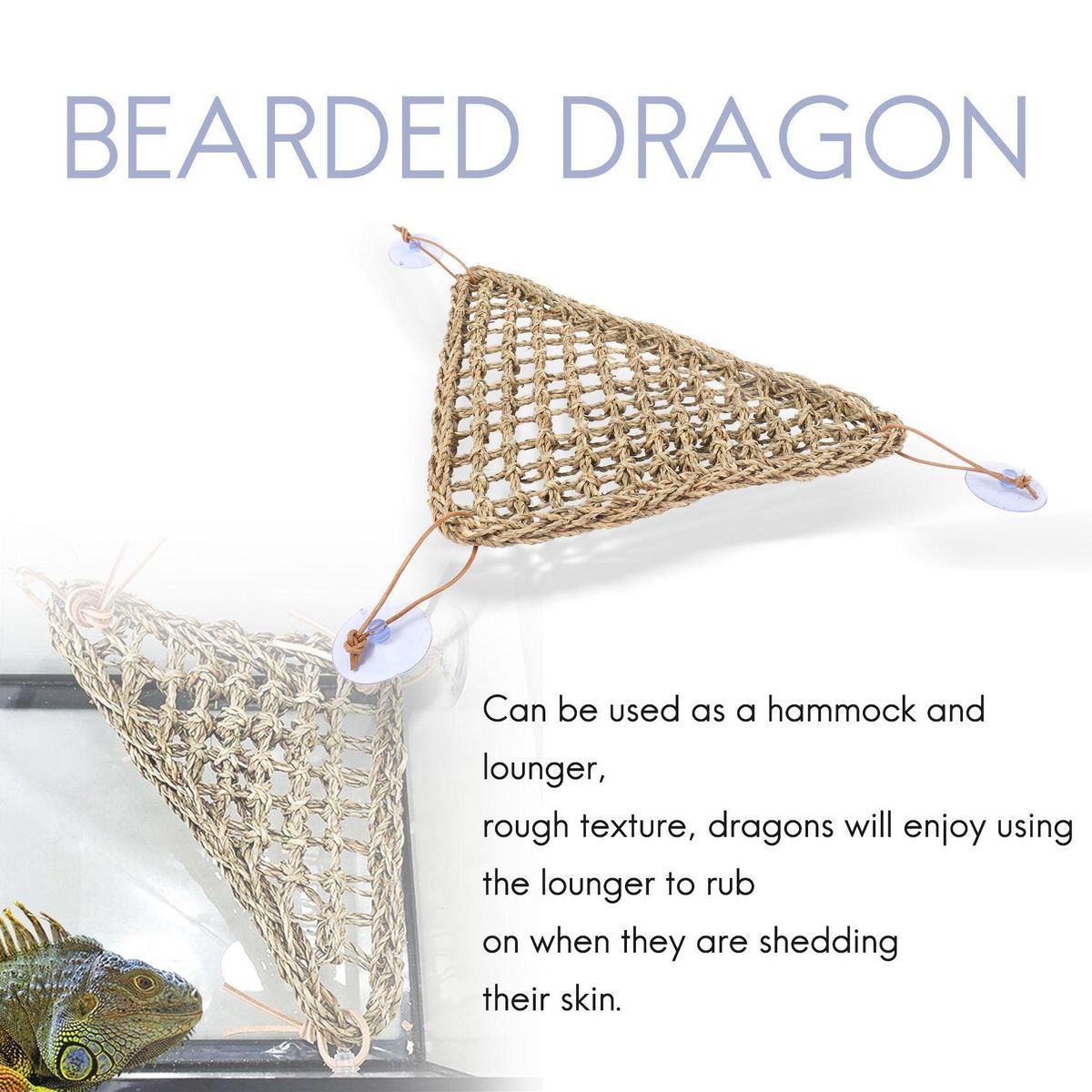Bearded Dragon Hammock Lizard Lounger,100% Natural Seagrass