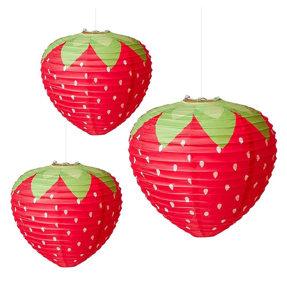 3D Strawberry Paper Lanterns Hanging Decoration Party