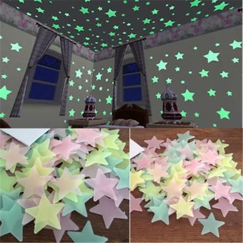 200pcs 3D Stars Glow In The Dark Wall Stickers Luminous