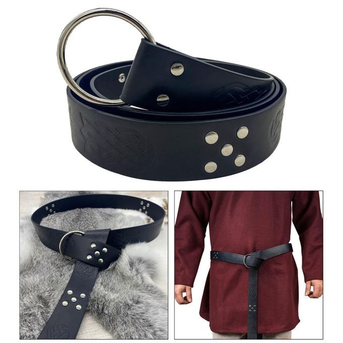 Medieval Belt For Men PU Leather Cosplay Prop Retro Style Black