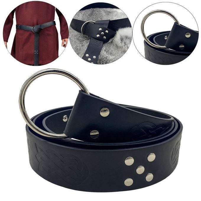 Medieval Belt For Men PU Leather Cosplay Prop Retro Style Black