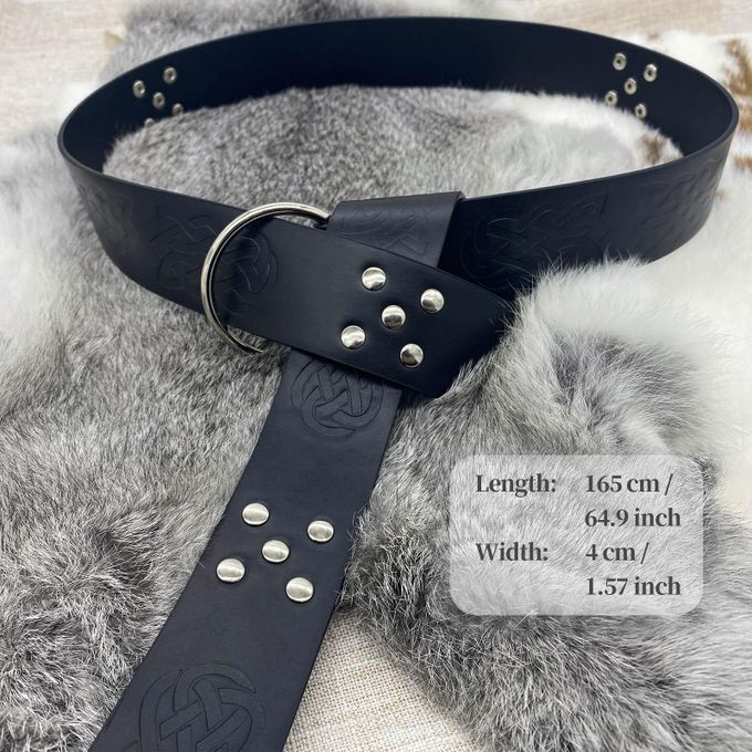 Medieval Belt For Men PU Leather Cosplay Prop Retro Style Black