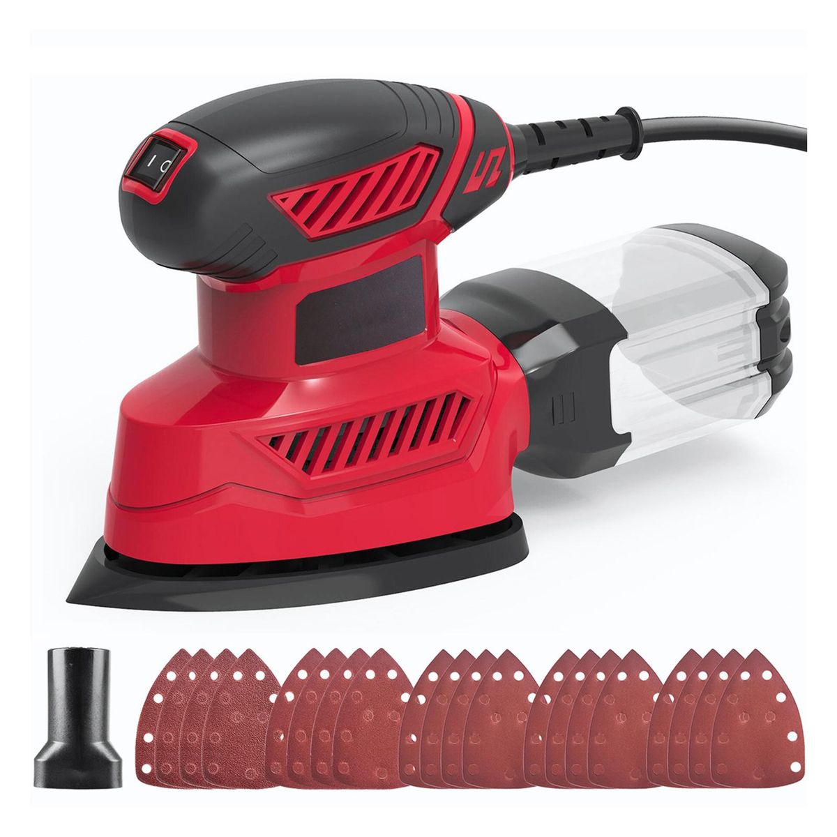 WEYTOLL Detail Sander 14000RPM Compact Electric Sander 20Pcs Sandpapers Dust Collection Port Connected with the Vacuum Cleaner Connecting Pipe Sanding for Tight Spaces DIY Decoration