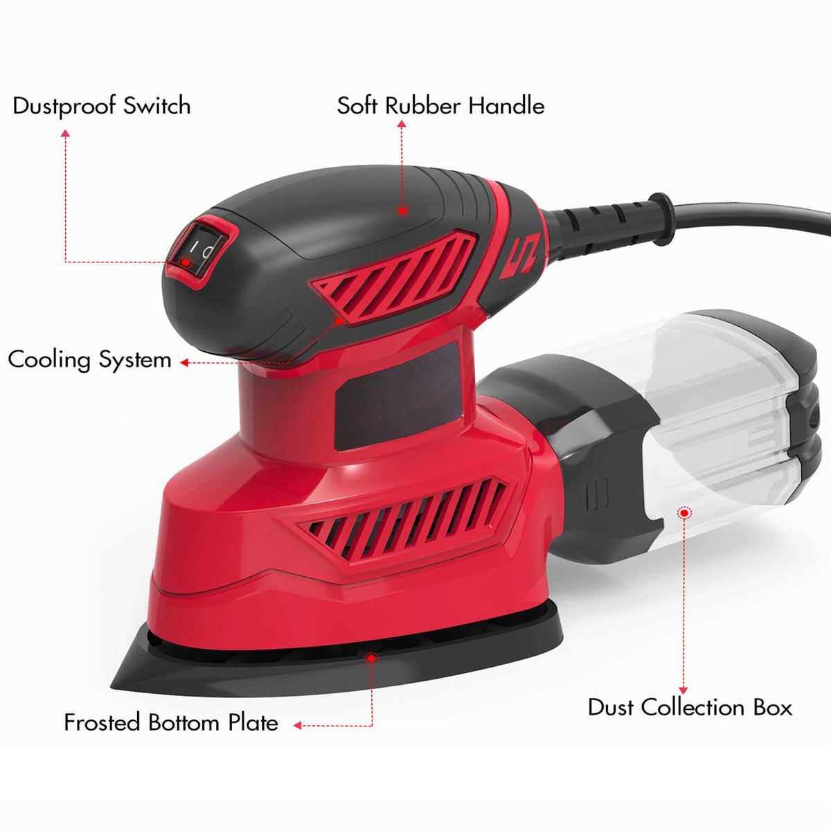 WEYTOLL Detail Sander 14000RPM Compact Electric Sander 20Pcs Sandpapers Dust Collection Port Connected with the Vacuum Cleaner Connecting Pipe Sanding for Tight Spaces DIY Decoration