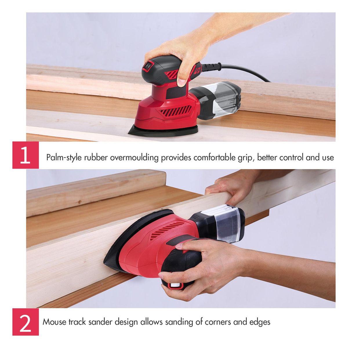 WEYTOLL Detail Sander 14000RPM Compact Electric Sander 20Pcs Sandpapers Dust Collection Port Connected with the Vacuum Cleaner Connecting Pipe Sanding for Tight Spaces DIY Decoration