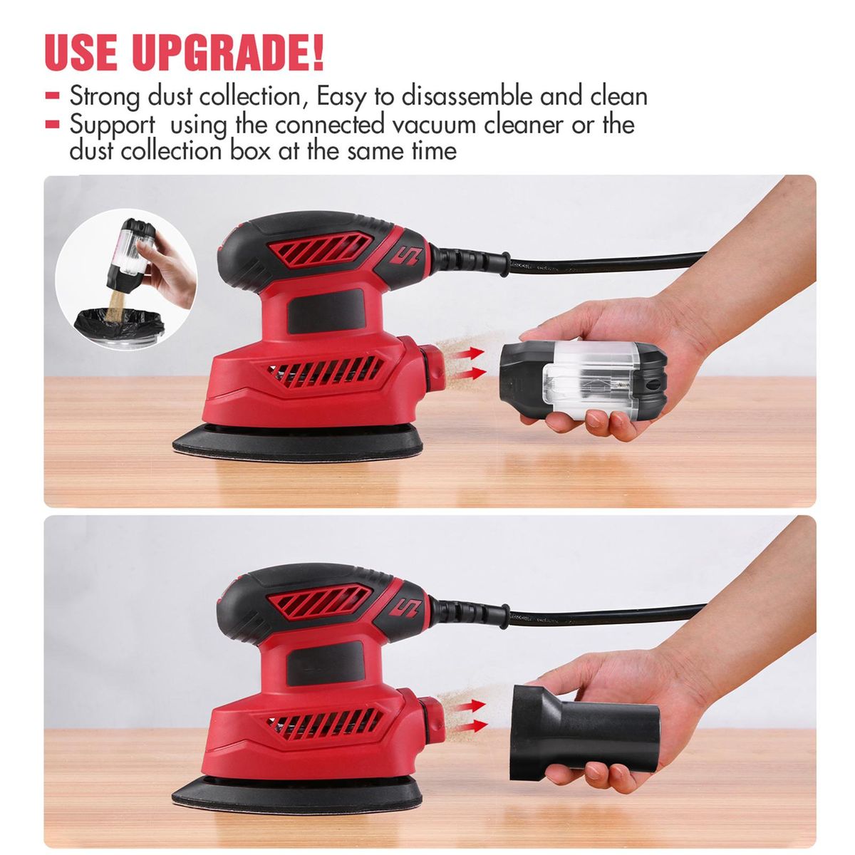 WEYTOLL Detail Sander 14000RPM Compact Electric Sander 20Pcs Sandpapers Dust Collection Port Connected with the Vacuum Cleaner Connecting Pipe Sanding for Tight Spaces DIY Decoration