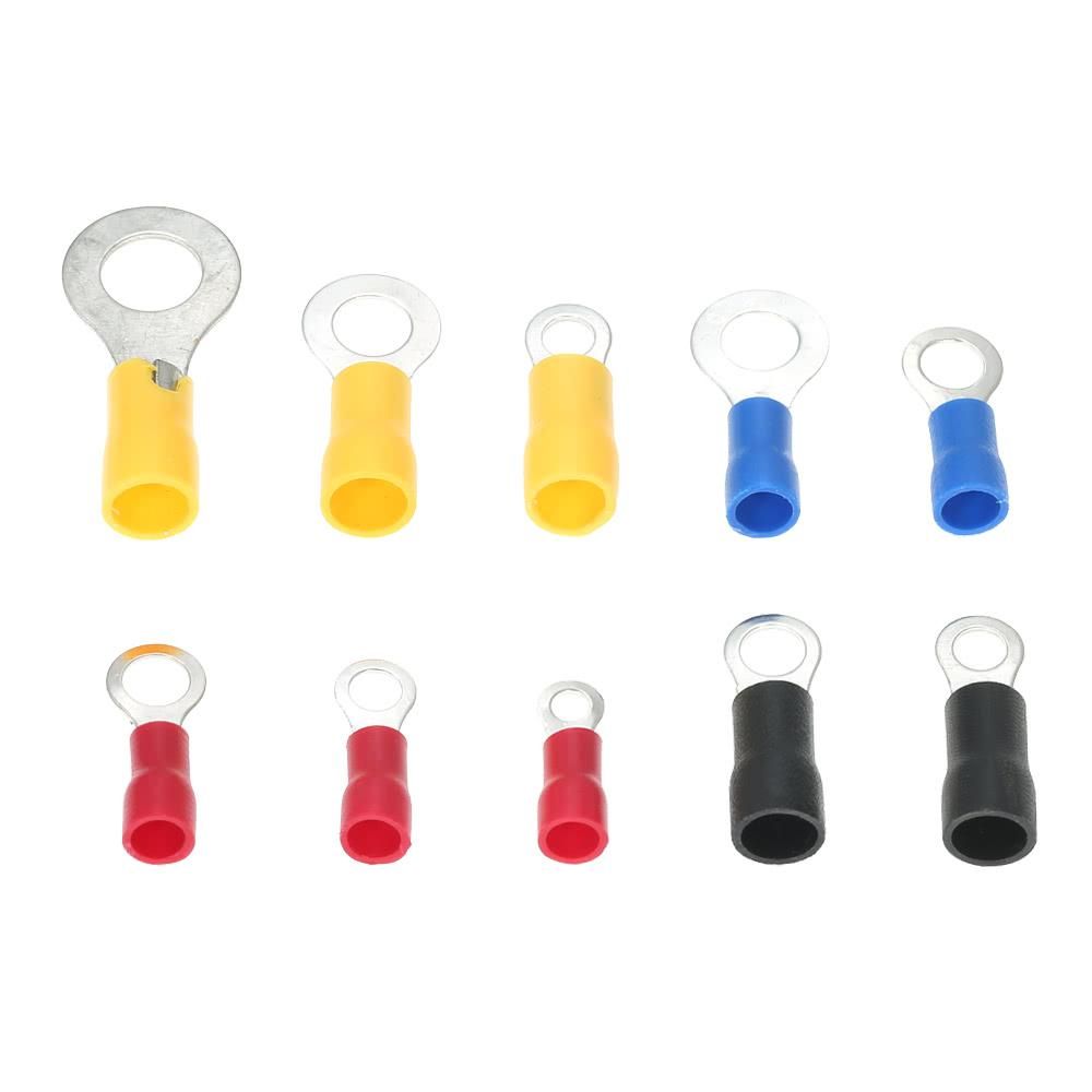 102PCS Assorted Insulated Terminals 10 Kinds Copper Crimp Electrical Wire Cable Connector Kit Cord Ring End Set