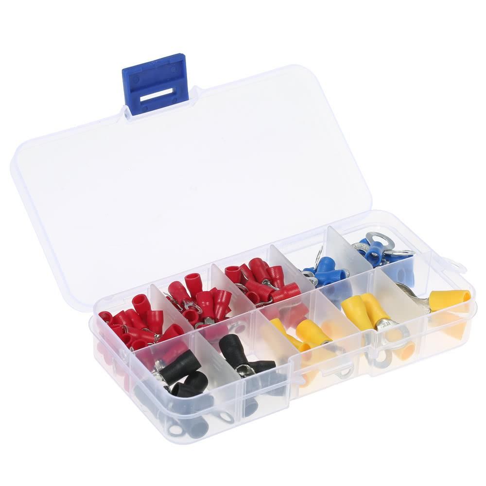 102PCS Assorted Insulated Terminals 10 Kinds Copper Crimp Electrical Wire Cable Connector Kit Cord Ring End Set