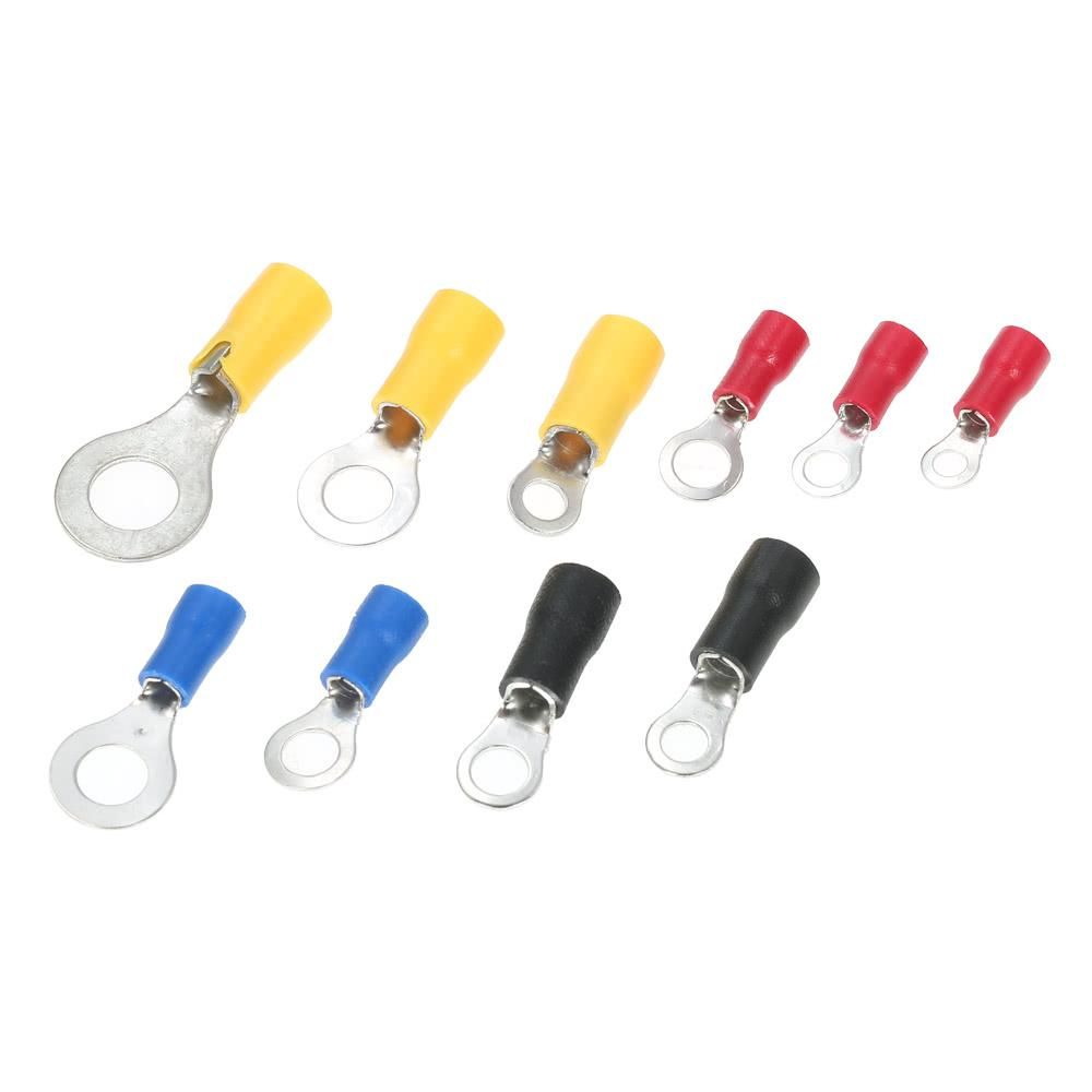 102PCS Assorted Insulated Terminals 10 Kinds Copper Crimp Electrical Wire Cable Connector Kit Cord Ring End Set