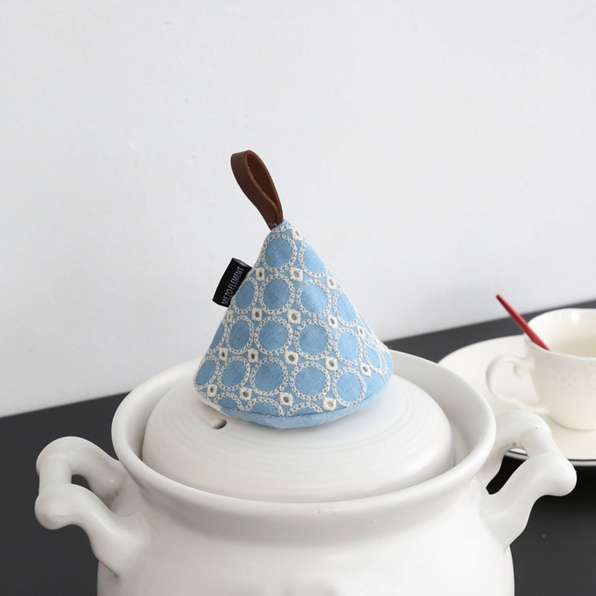 Pot Handle Mitt Triangle Cotton Handle Cover Kitchen Tool Light Blue