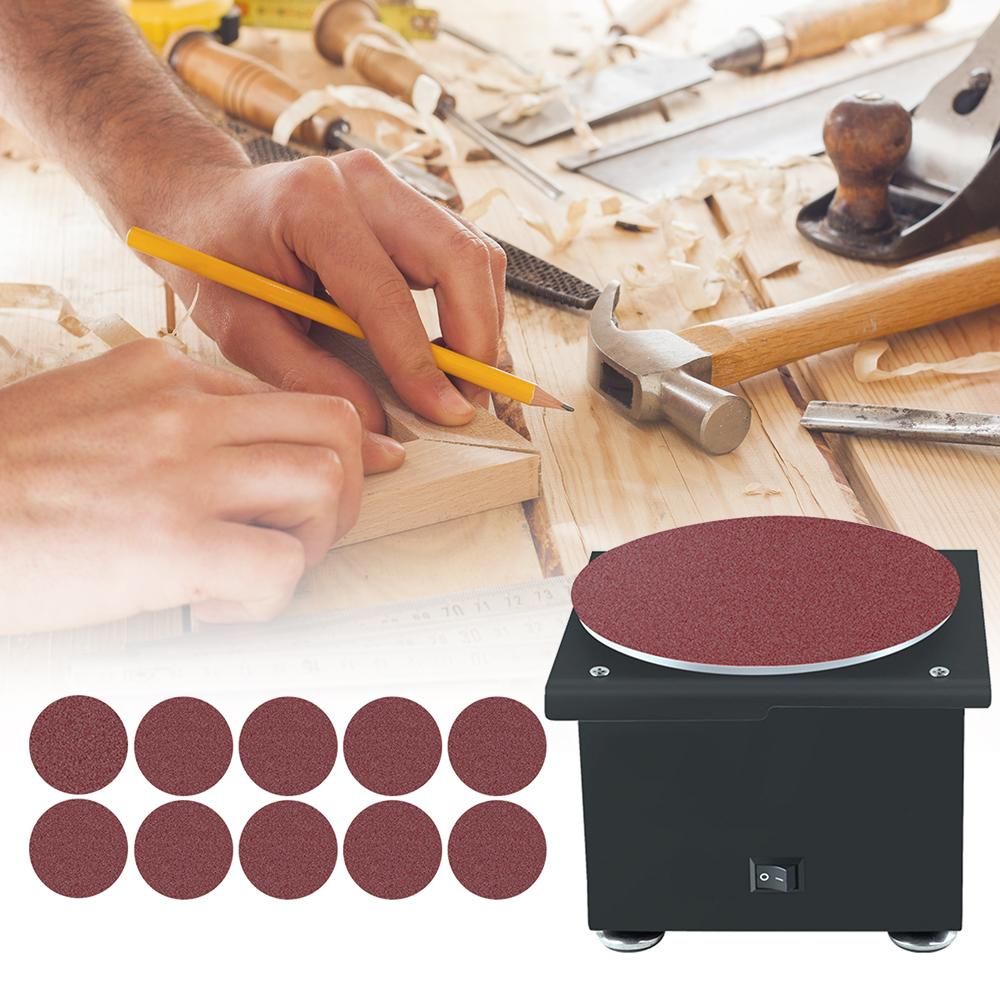 Mini Bench Disc Sander and Sanding Roller Electric Edge Sharpener 7 Variable Speed 10 Sanding Discs 6 Sanding Bands DIY Benchtop Sanding Polishing Grinding Machine for Wood Metal Acrylic Stone