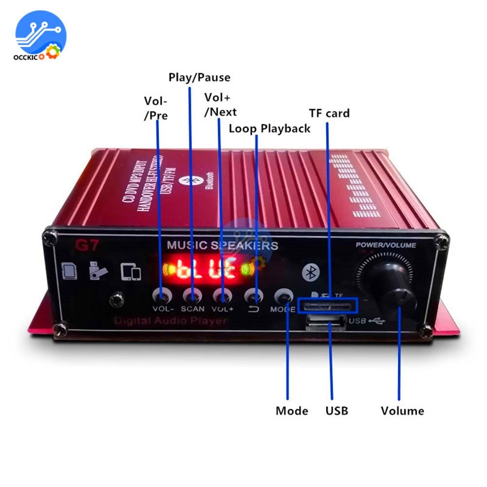 12V Mini Bluetooth Amplifier For Speakers 20W+20W Car Sound Equipment Music Amplificador Speakers In The Car Stereo