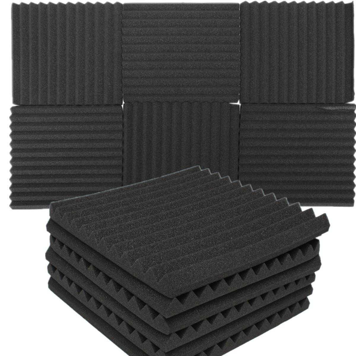 12 Packs Soundproofing Acoustic Studio Wedge Foam Tiles Wall Panels 30 X 30 X 2.5cm