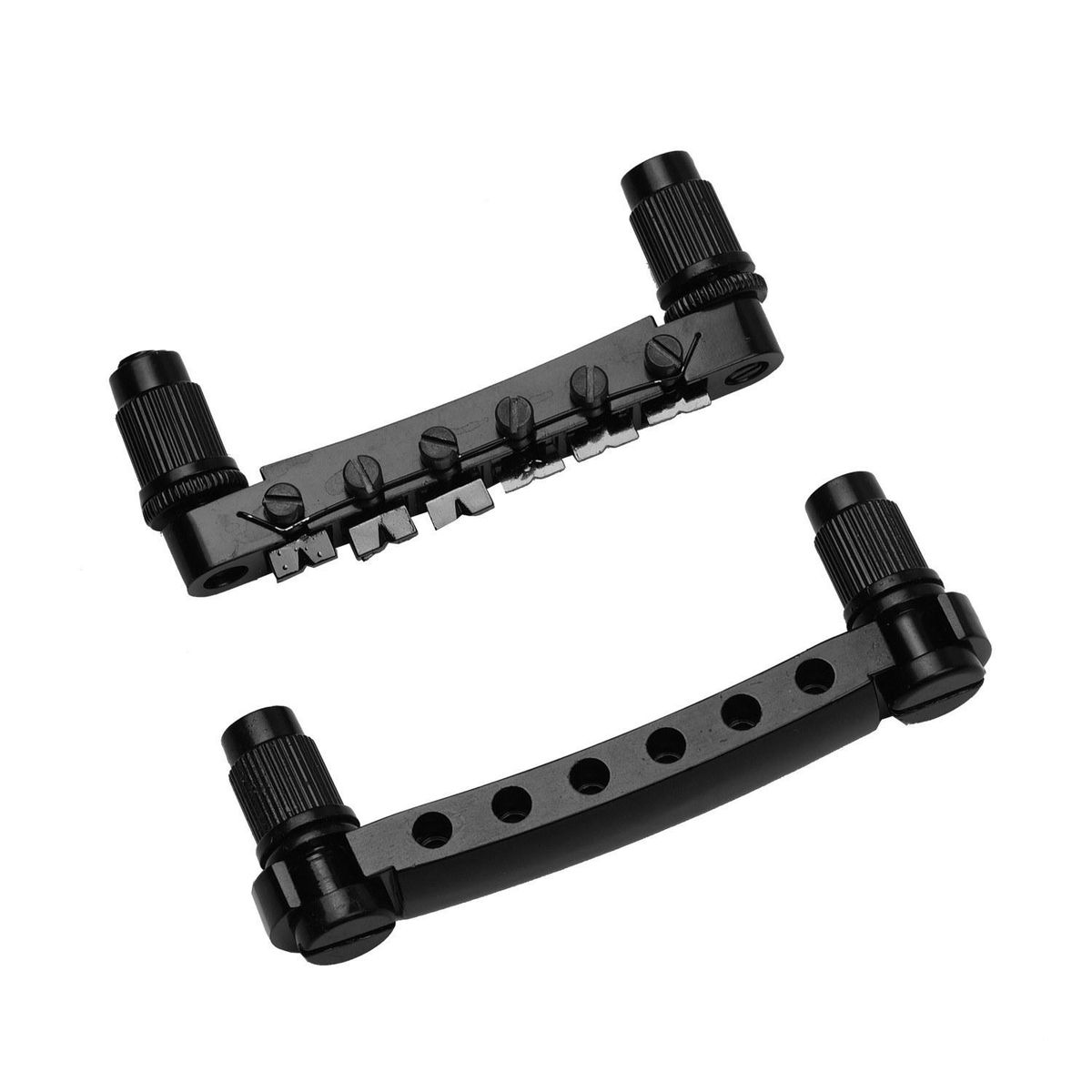 Guitar Roller Saddle Bridge Tailpiece Set with Studs for 6-String Electronic Guitar