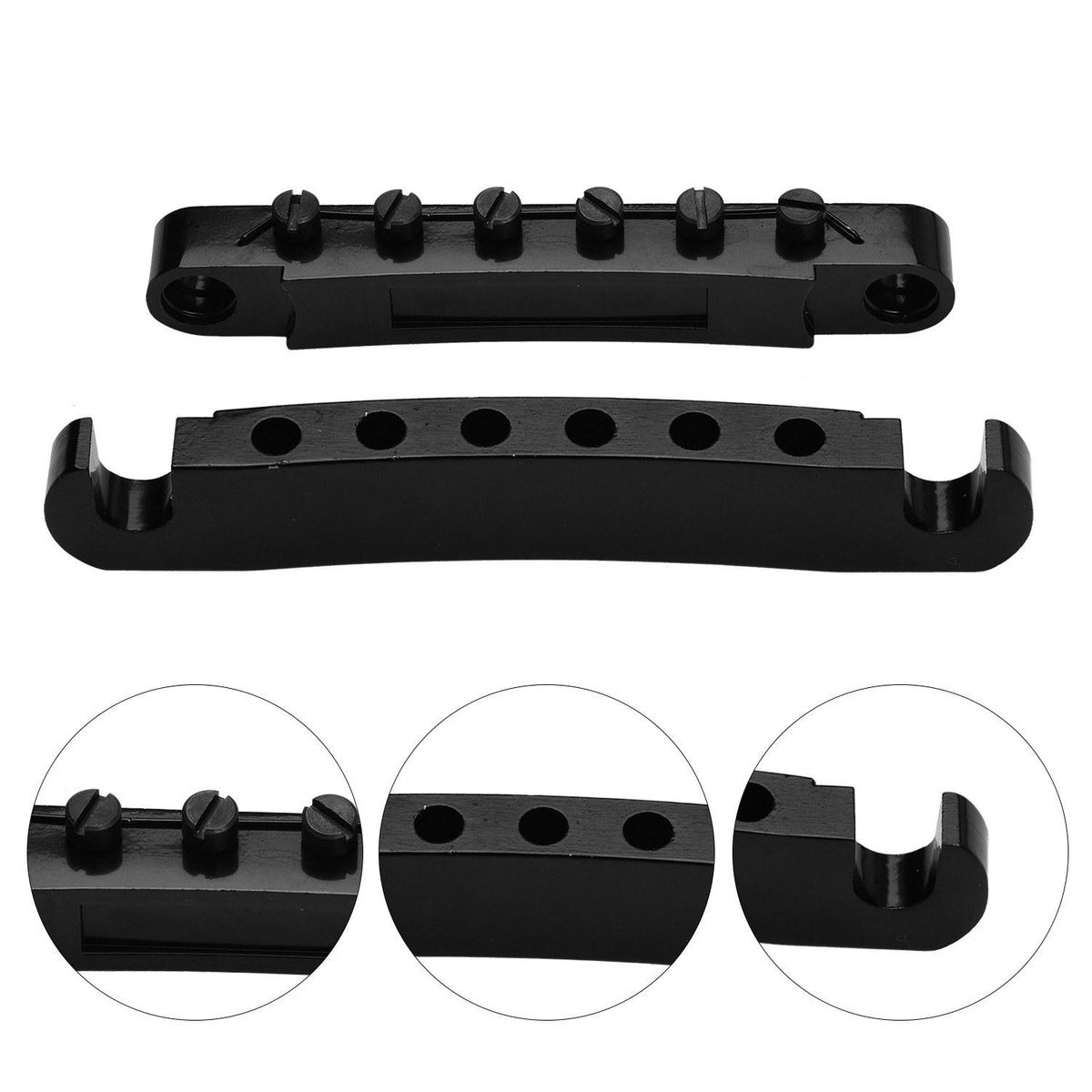 Guitar Roller Saddle Bridge Tailpiece Set with Studs for 6-String Electronic Guitar