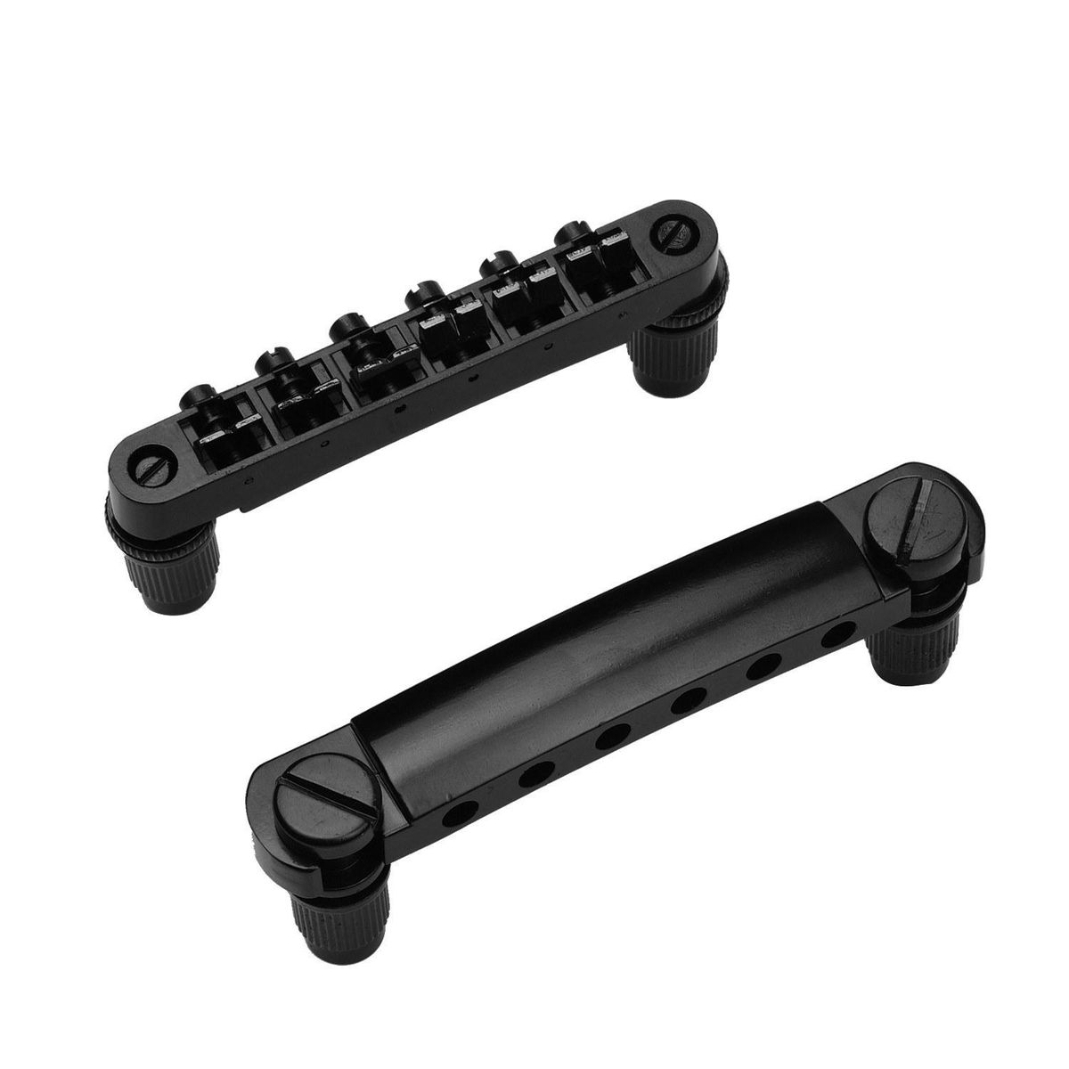 Guitar Roller Saddle Bridge Tailpiece Set with Studs for 6-String Electronic Guitar