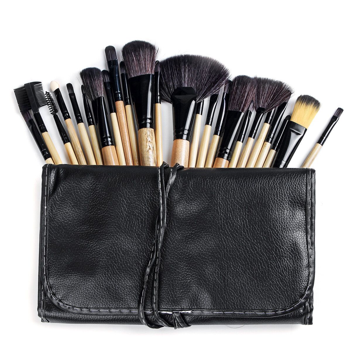 24Pcs Fashion Makeup Brush Set Multifunction Toiletry Brushes Eyeshadow Eyeliner Lip Foundation Cosmetic Make Up Brushes With Storage Bag Wood Color