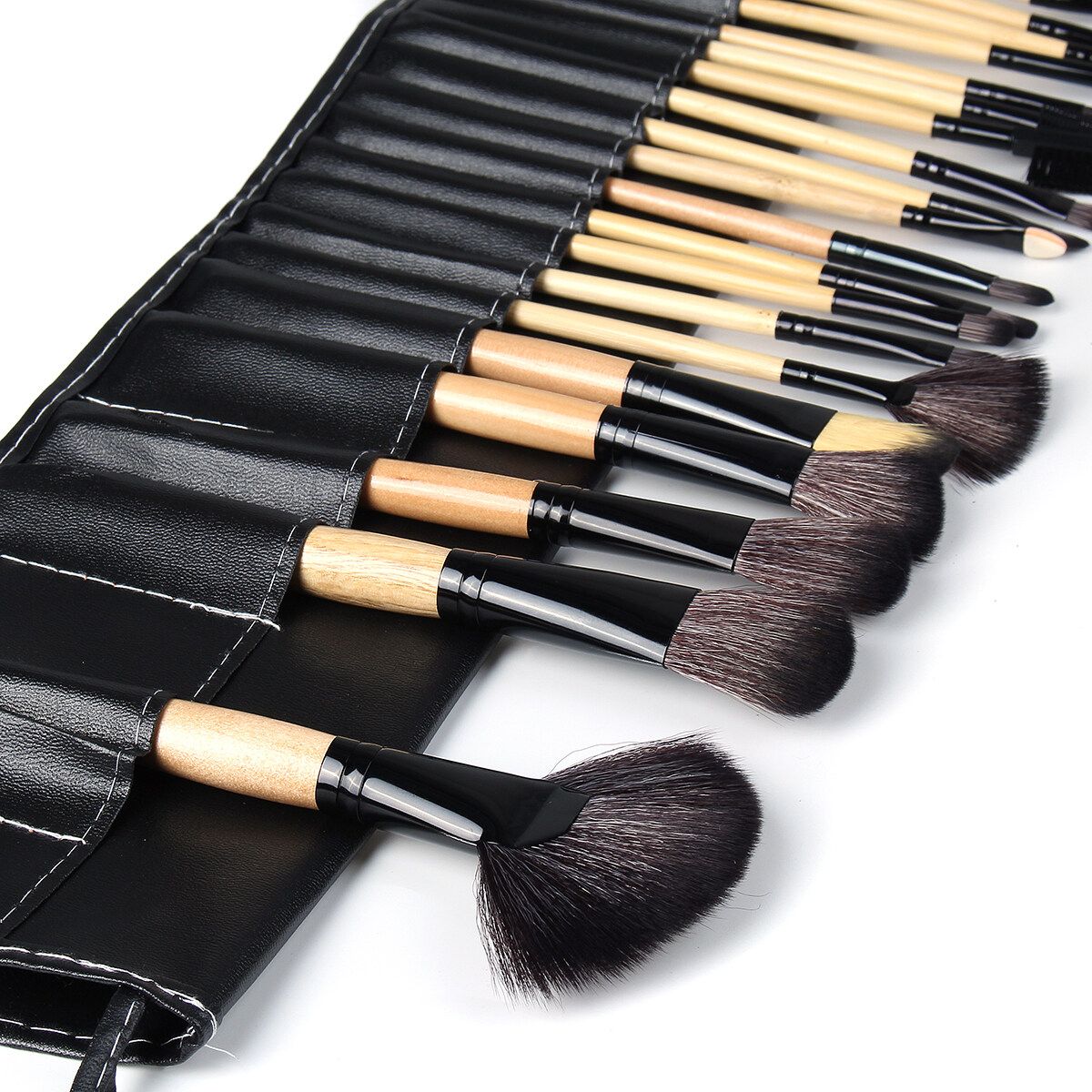 24Pcs Fashion Makeup Brush Set Multifunction Toiletry Brushes Eyeshadow Eyeliner Lip Foundation Cosmetic Make Up Brushes With Storage Bag Wood Color