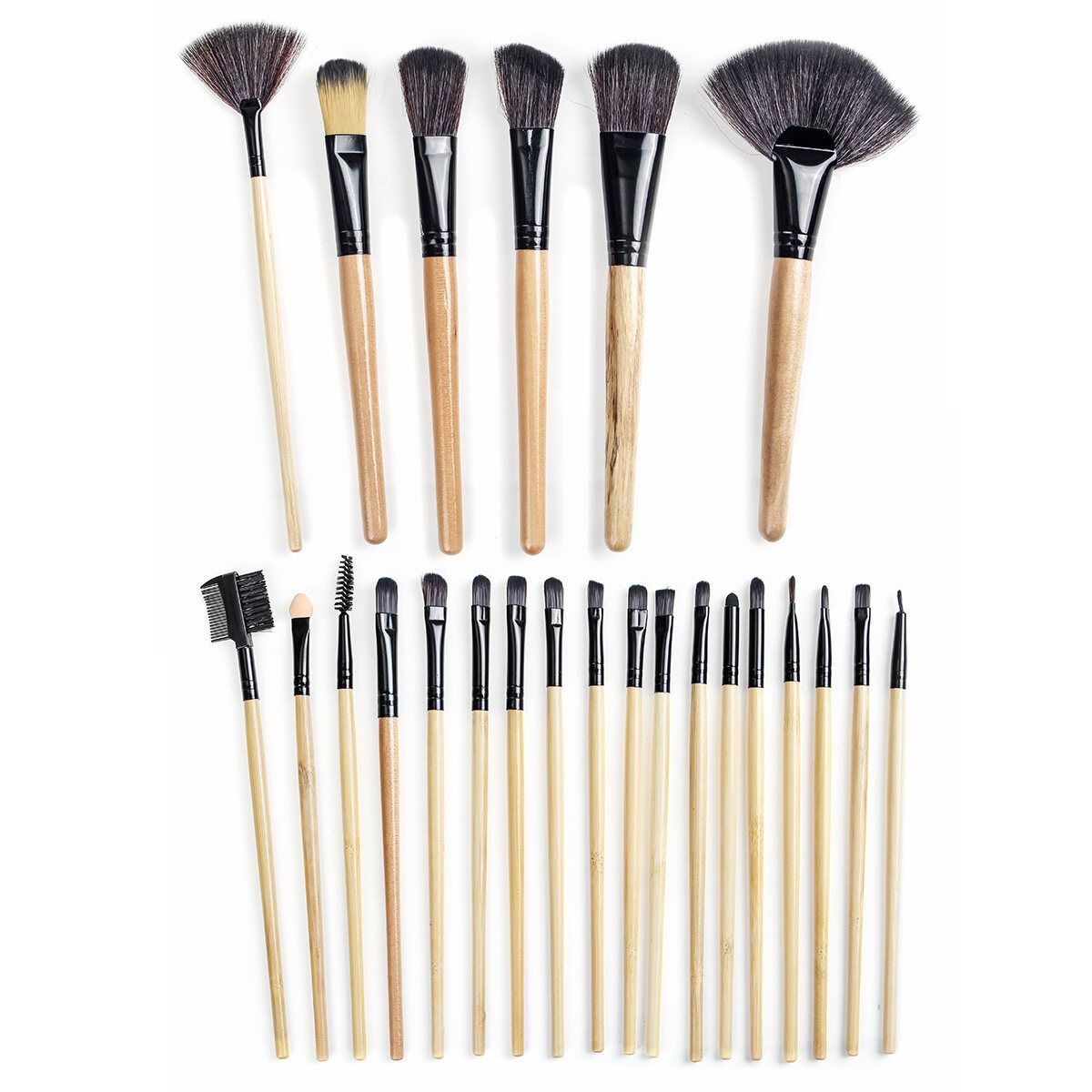 24Pcs Fashion Makeup Brush Set Multifunction Toiletry Brushes Eyeshadow Eyeliner Lip Foundation Cosmetic Make Up Brushes With Storage Bag Wood Color