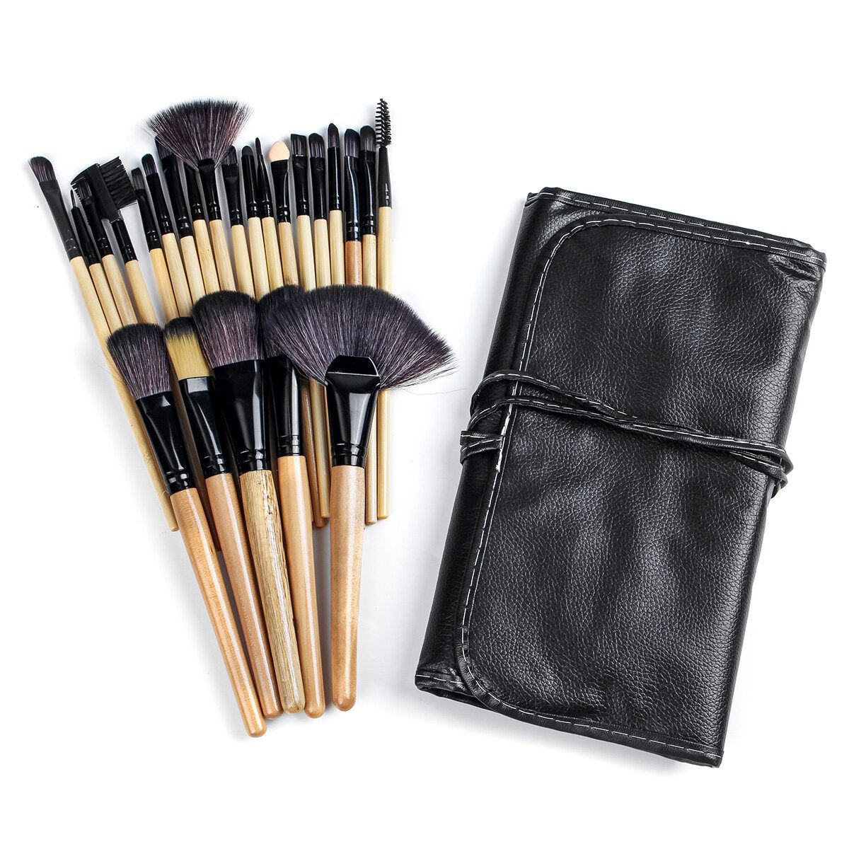 24Pcs Fashion Makeup Brush Set Multifunction Toiletry Brushes Eyeshadow Eyeliner Lip Foundation Cosmetic Make Up Brushes With Storage Bag Wood Color