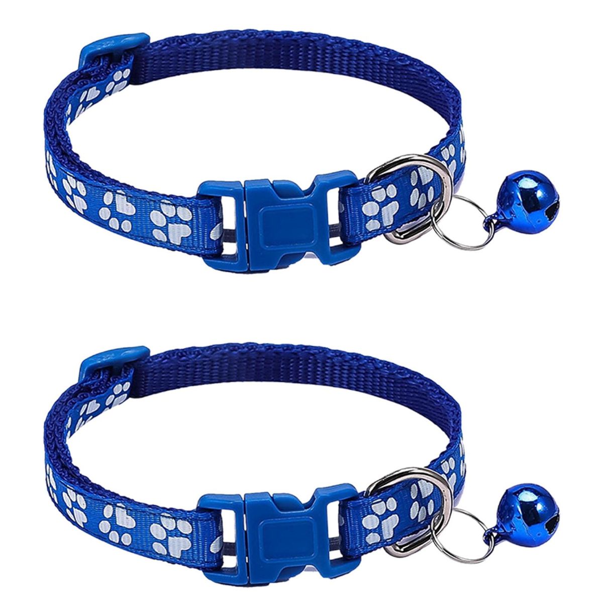 2Pcs Dog Neck Strap Paw Pattern Pet Cat Dog Collar Strap Blue