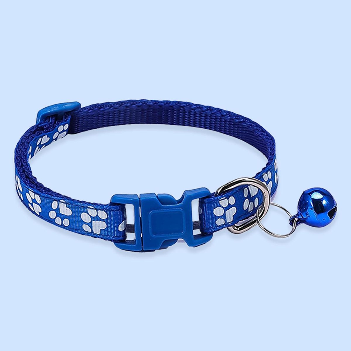 2Pcs Dog Neck Strap Paw Pattern Pet Cat Dog Collar Strap Blue