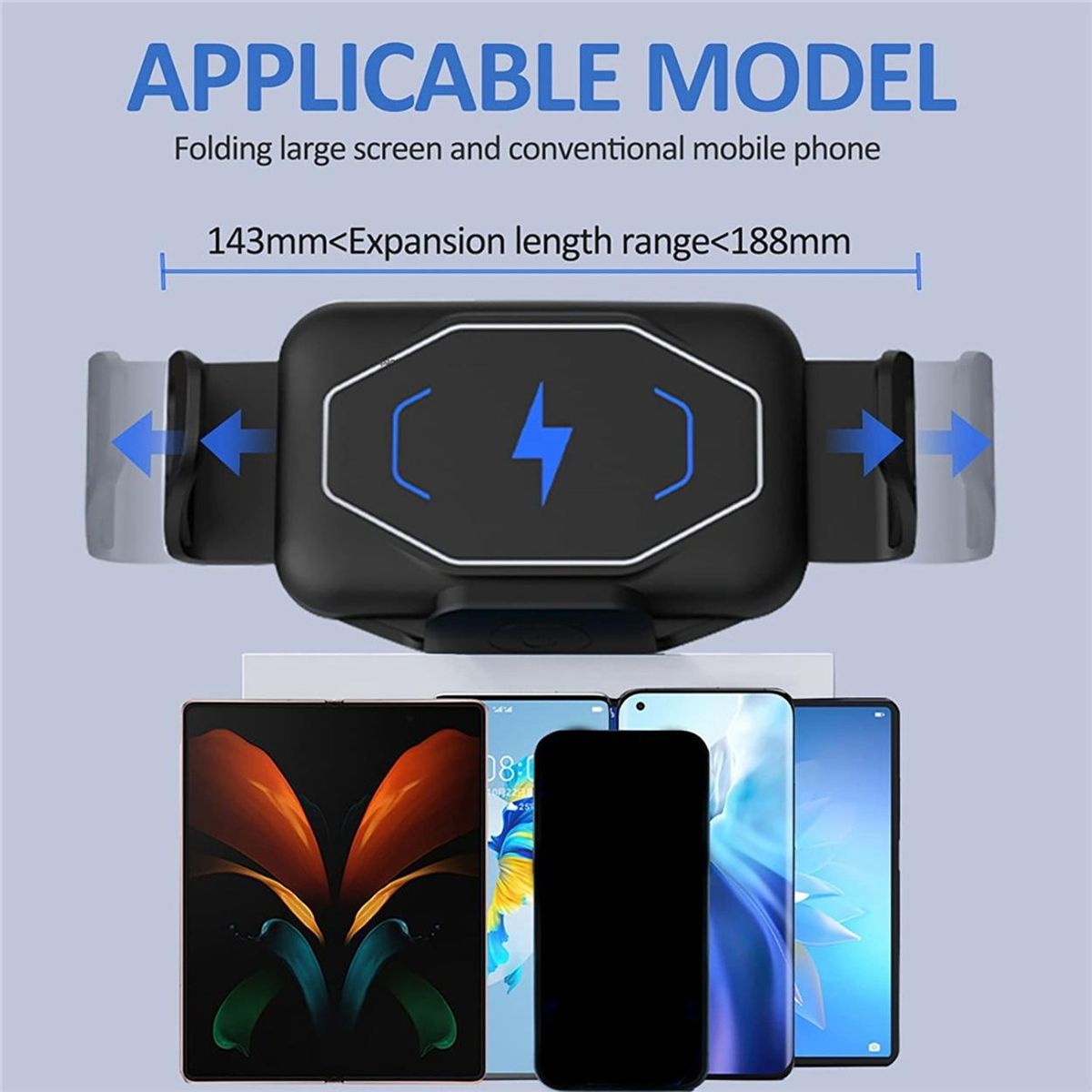 15W Qi Wireless Car Charger Mount Holder Fast Phone Charger for Samsung Galaxy Z Fold 3 2 iPhone 13 12 Max Huawei Mate X
